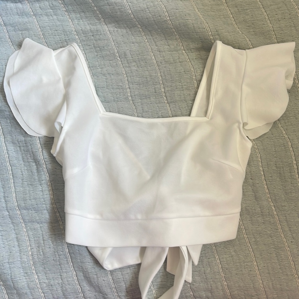 cute white ruffle top